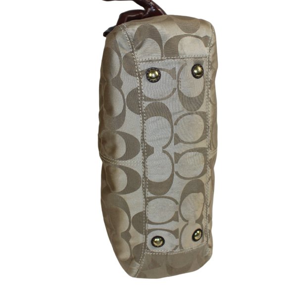 Coach Garnet Large Signature C Jacquard Khaki And Bronze Shoulder Satchel - Picture 6 of 8